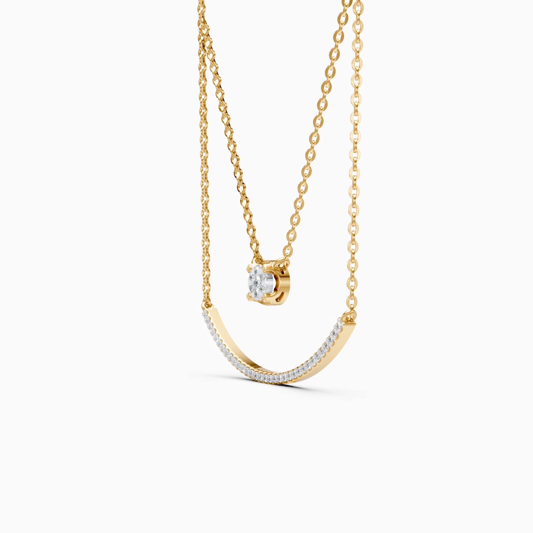 Modern Two Layer Lab Grown Diamond Necklace